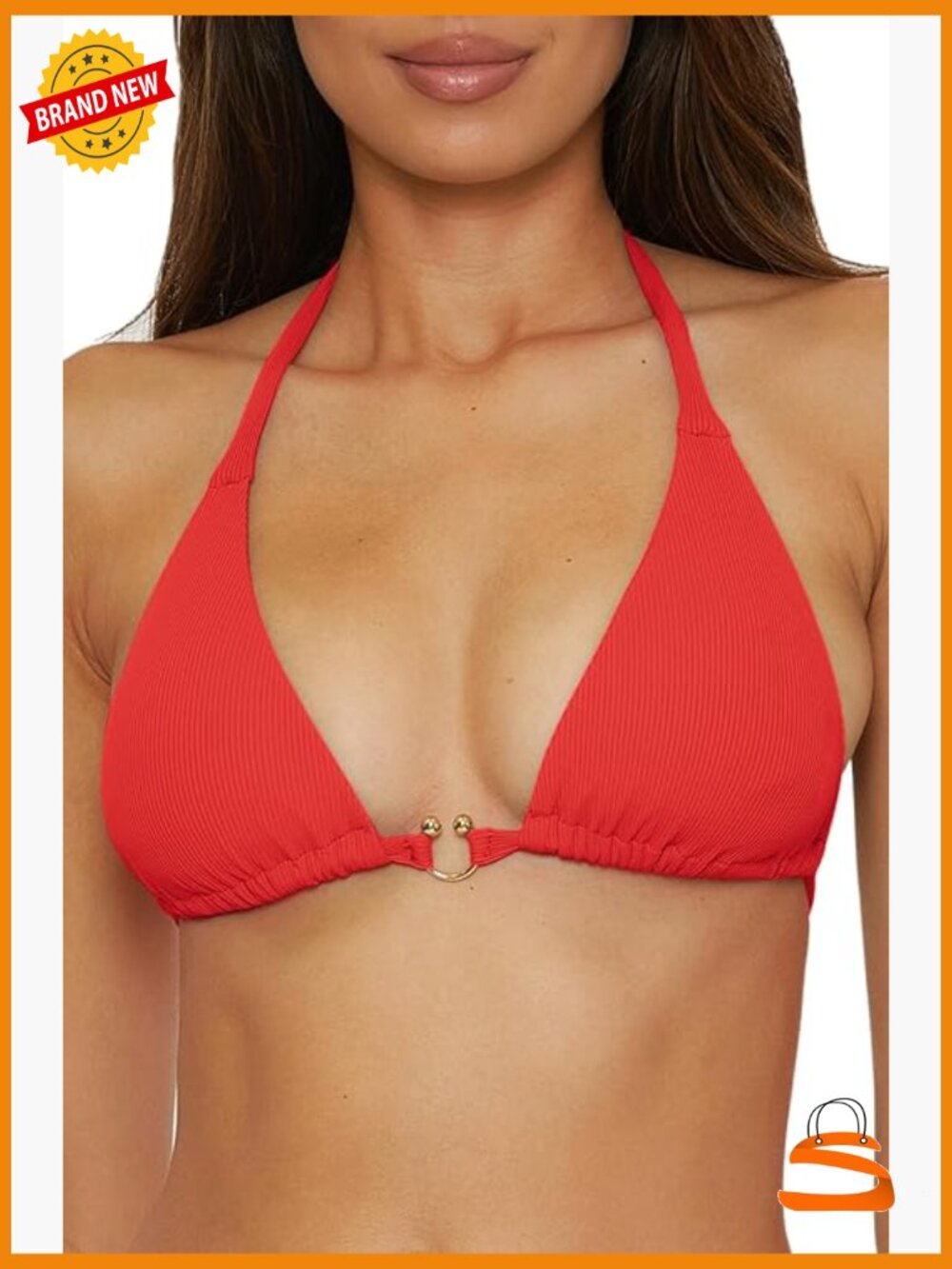 Adjustable Triangle Bikini Top, Nylon Spandex, Gold Buckle, Upf 25